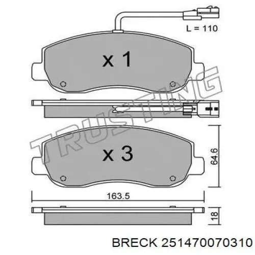 Тормозні колодки Breck 251470070310
