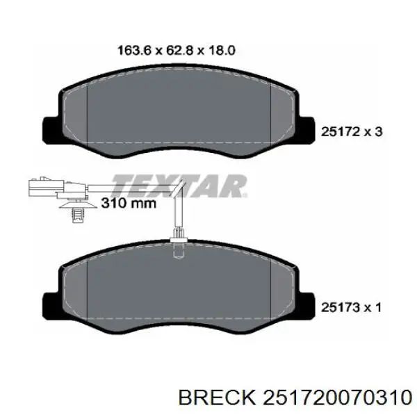 Задні гальмівні колодки 251720070310 Breck