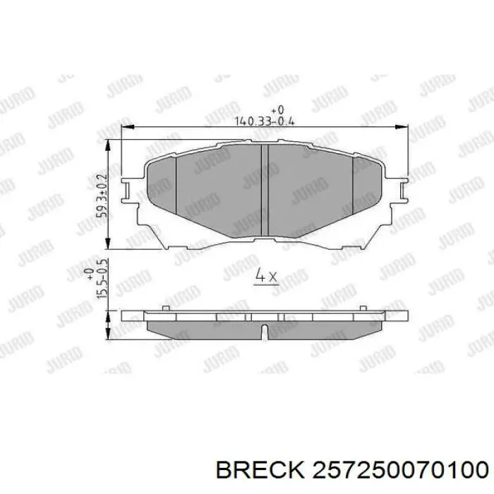 Тормозні колодки Breck 257250070100
