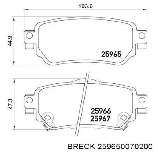 Задні дискові колодки Breck 259650070200
