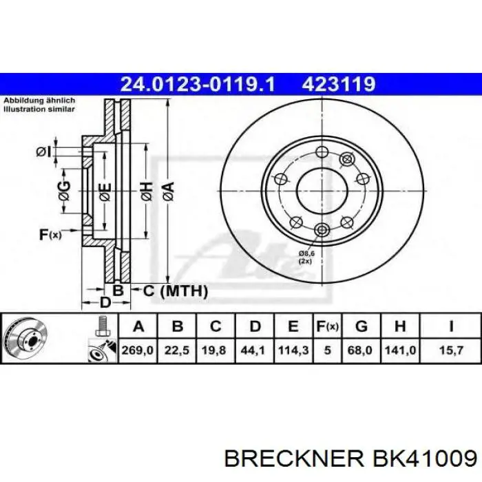 Гальмівні диски передні BK41009 Breckner