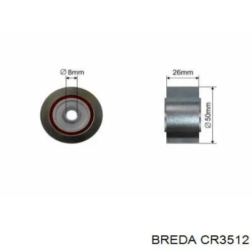 CR3512 Breda ролик приводного ременя, паразитний