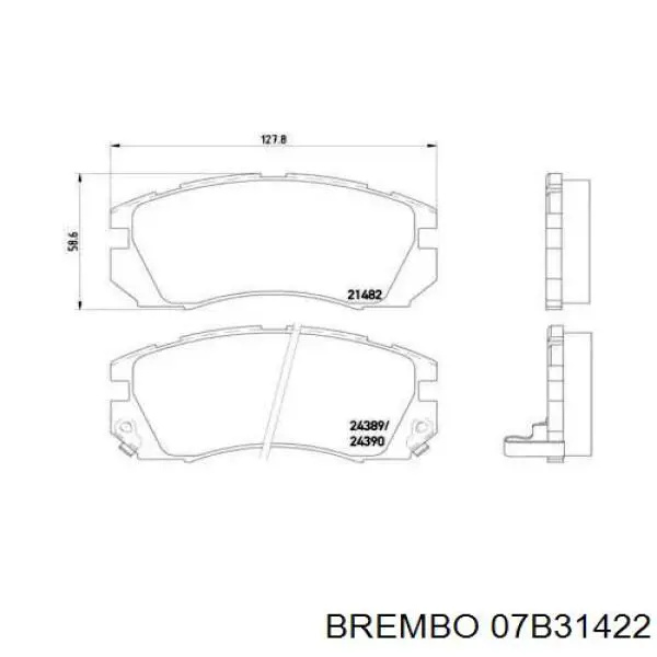 Колодки гальмівні передні, дискові 07B31422 Brembo