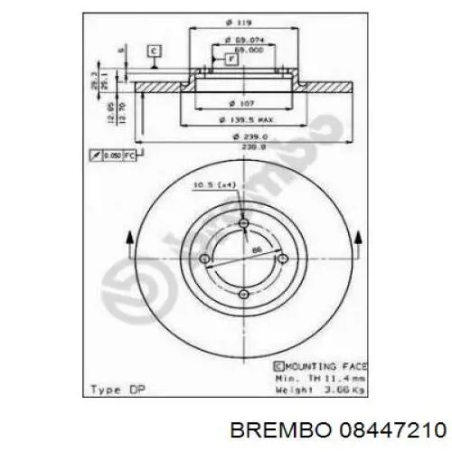 08447210 Brembo диск гальмівний передній