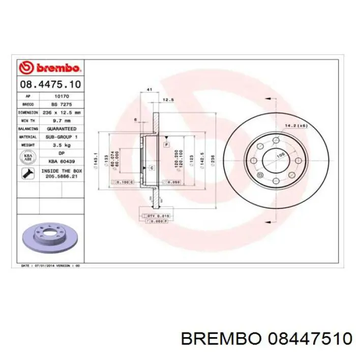 08447510 Brembo диск гальмівний передній