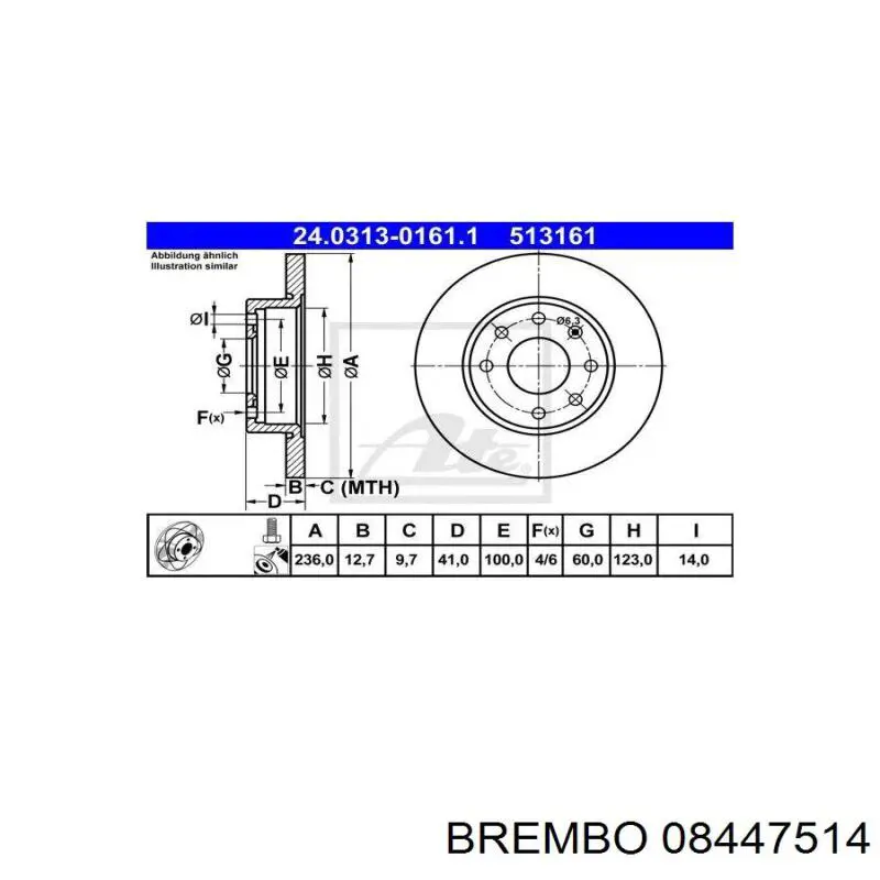 08447514 Brembo Гальмо дискове переднє