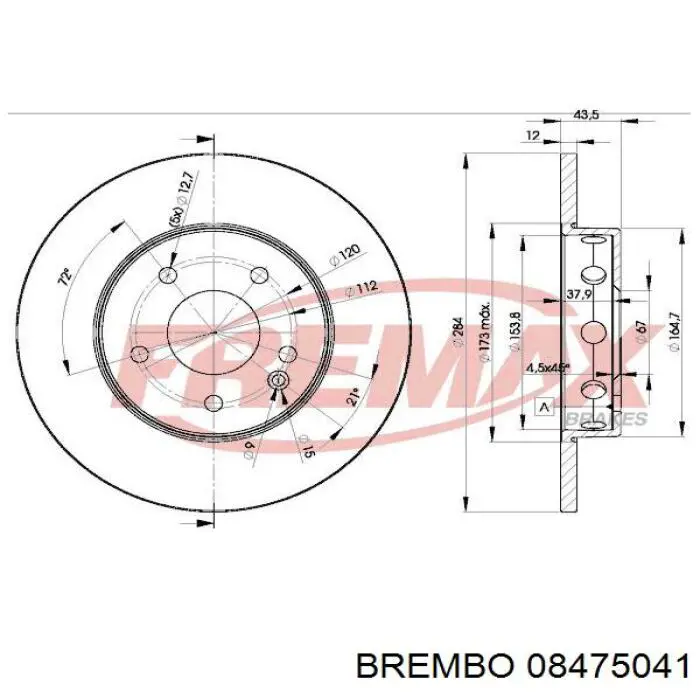 Купити 08475041 Brembo Ротор гальмівний