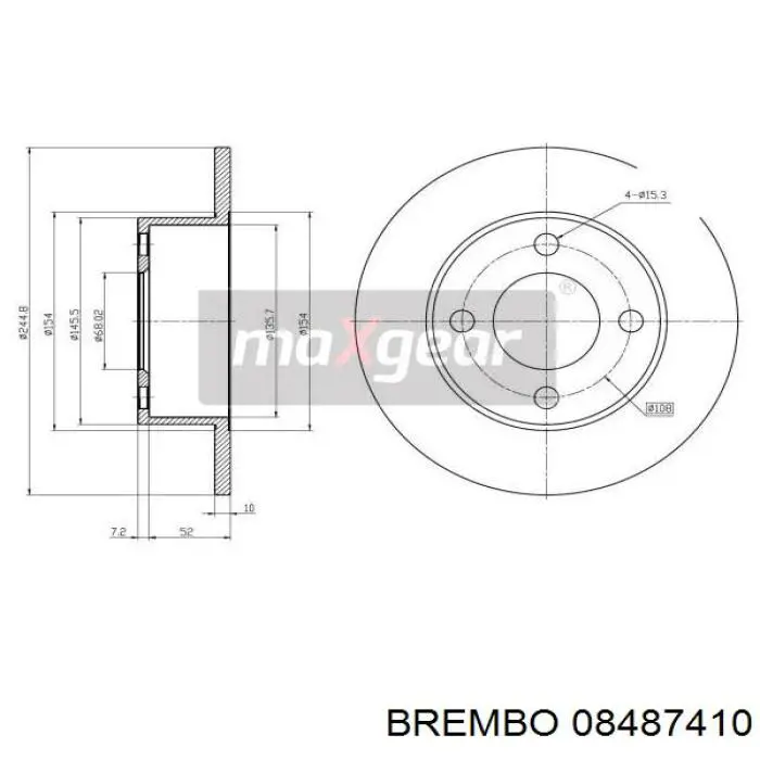 Диск гальмівний задній Brembo 08487410