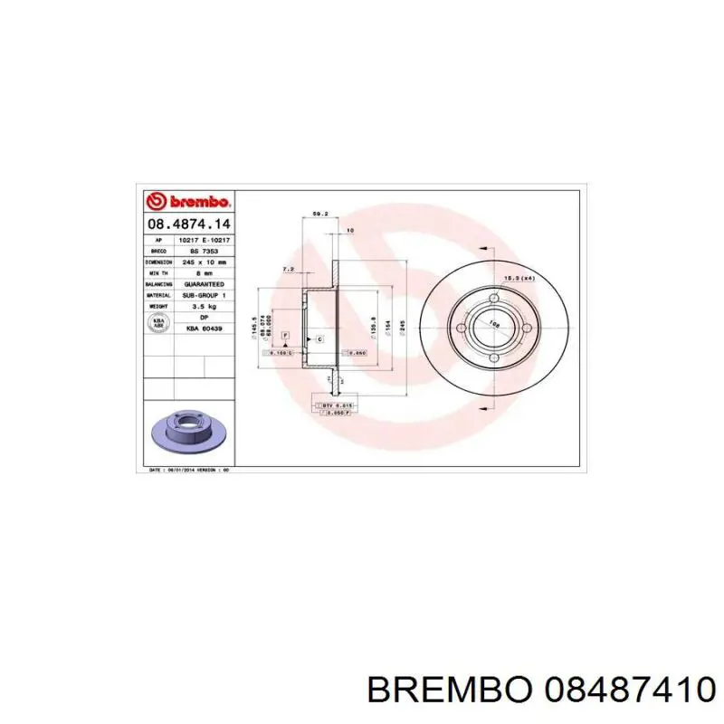 Задні дискові гальма Brembo 08487410 ціна, від 24.40 USD