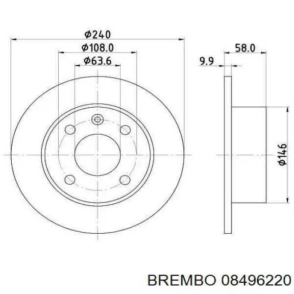 Купити 08496220 Brembo Ротор гальмівний