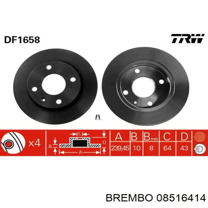 08516414 Brembo диск гальмівний передній