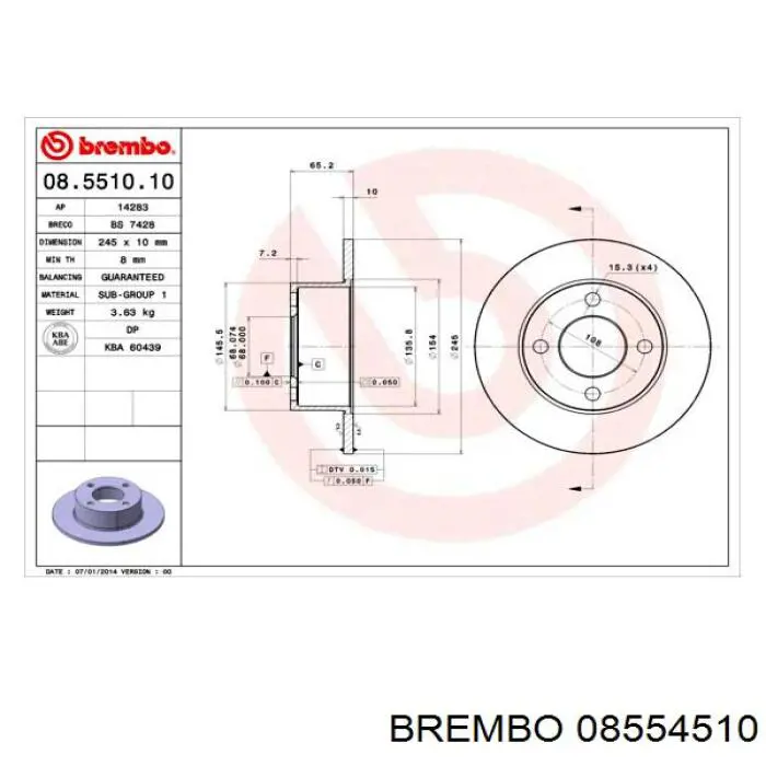 08554510 Brembo диск гальмівний передній