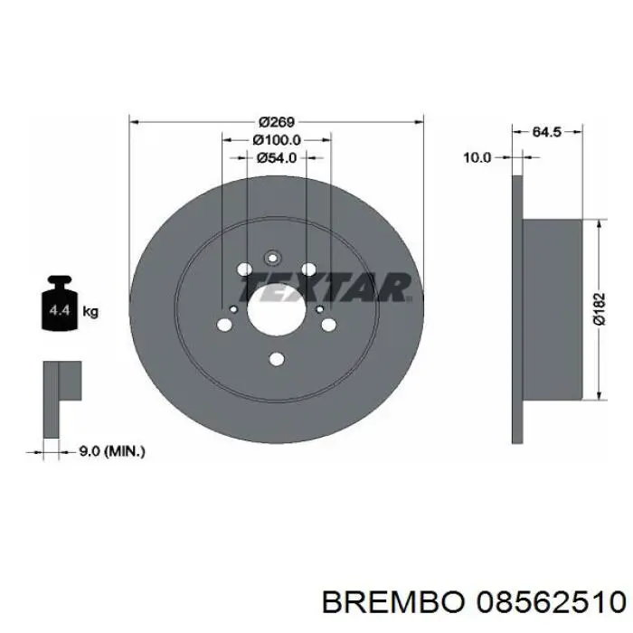 Диск гальмівний задній Brembo 08562510