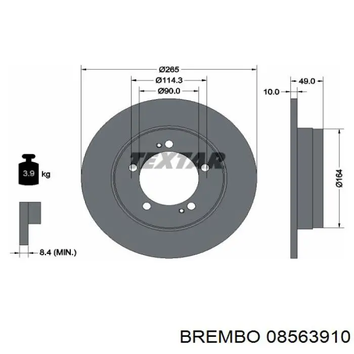 08563910 Brembo диск гальмівний задній