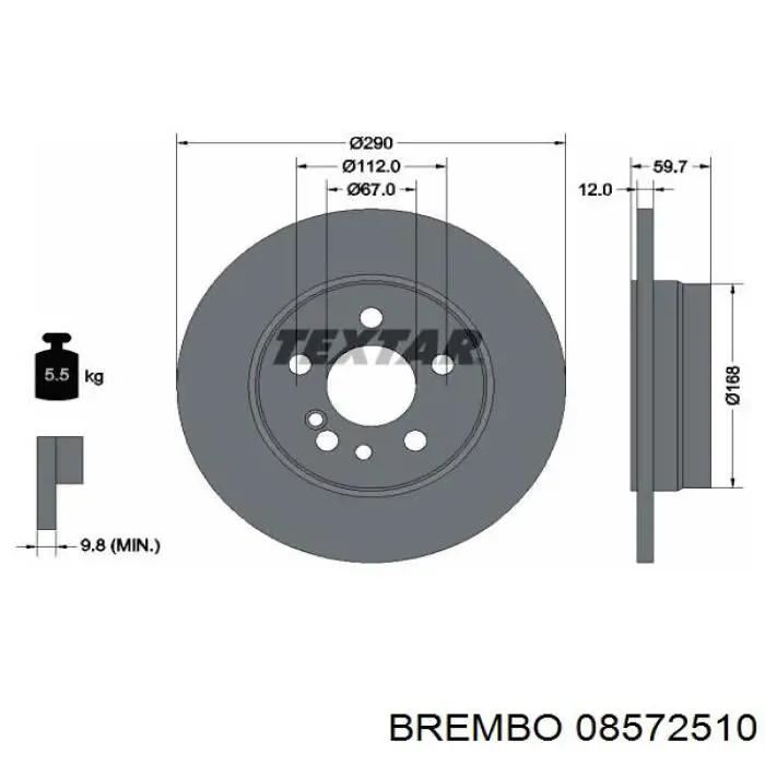 Диск гальмівний задній 08572510 Brembo