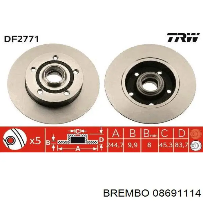 08691114 Brembo Дискові гальма