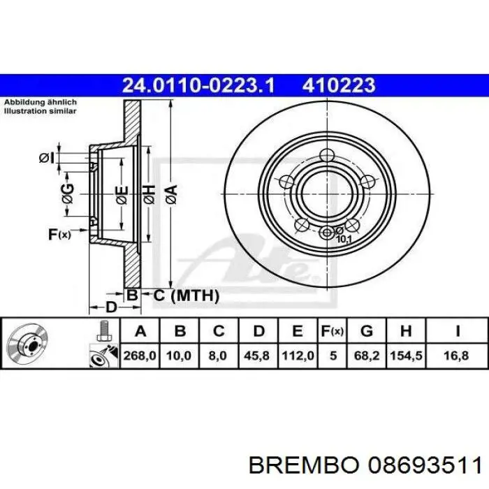 Гальмівні диски 08693511 Brembo