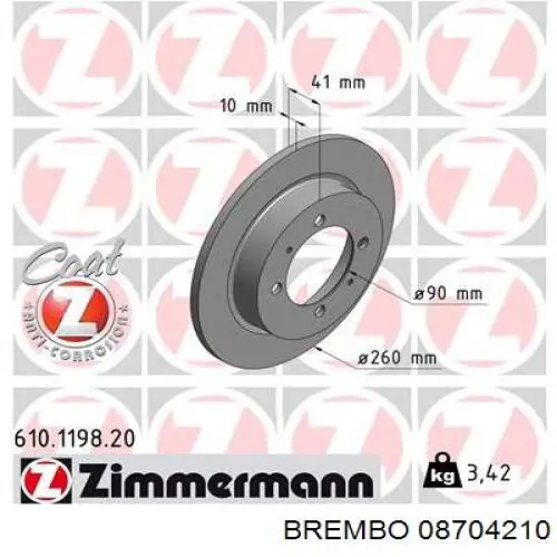 Гальмівні диски 08704210 Brembo