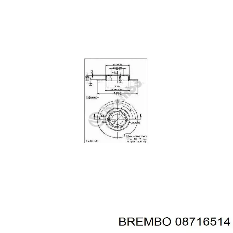 08716514 Brembo диск гальмівний задній