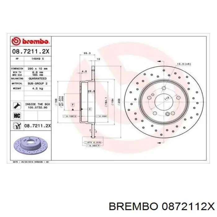 0872112X Brembo Дискові гальма