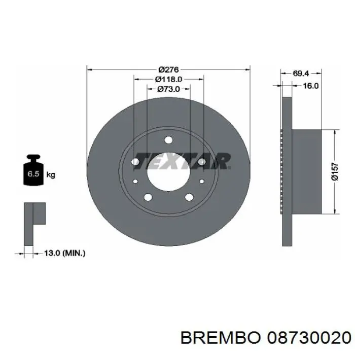 Гальмівні диски 08730020 Brembo