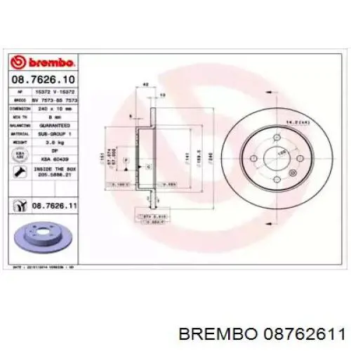08762611 Brembo Дискові гальма