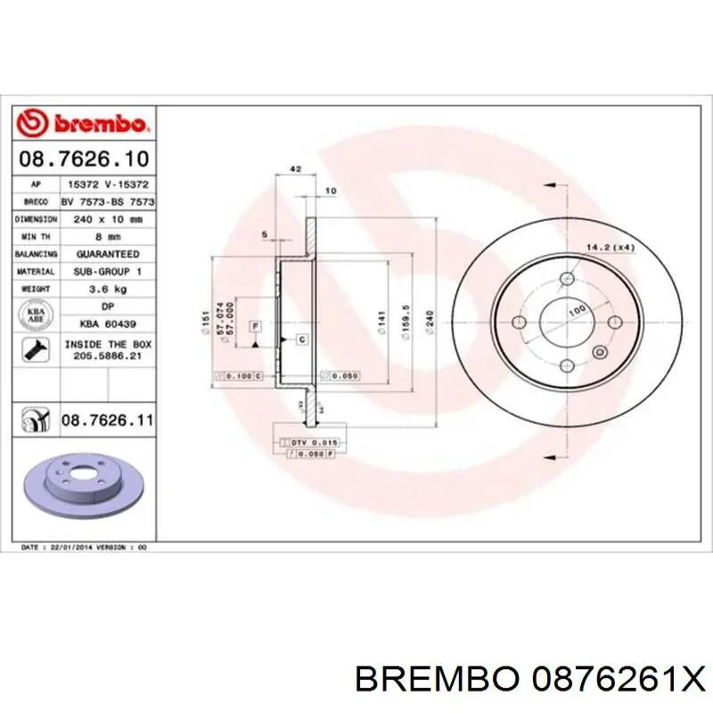 Гальмівні диски 0876261X Brembo