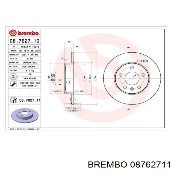 08762711 Brembo Дискові гальма
