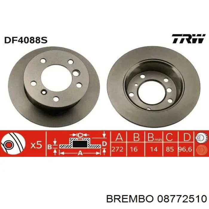 Задні дискові гальма Brembo 08772510 ціна, від 42.28 USD