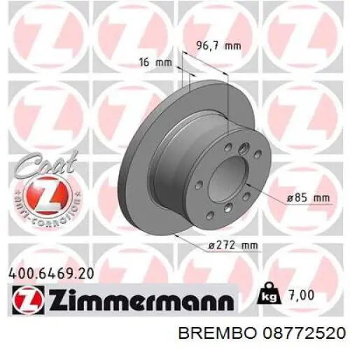 Гальмівні диски 08772520 Brembo