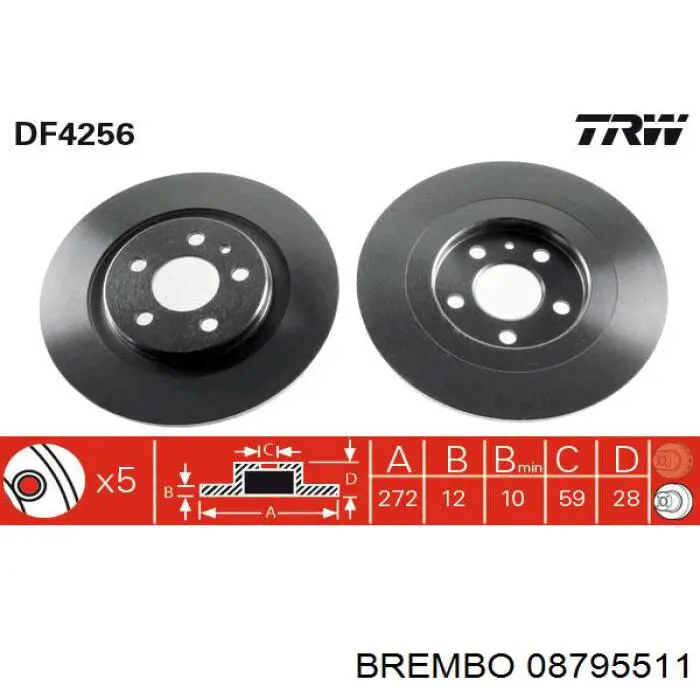 Задні дискові гальма Brembo 08795511 ціна, від 28.10 USD
