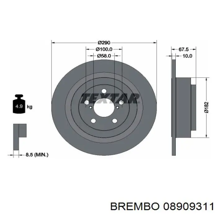 Задні дискові гальма Brembo 08909311 ціна, від 32.80 USD