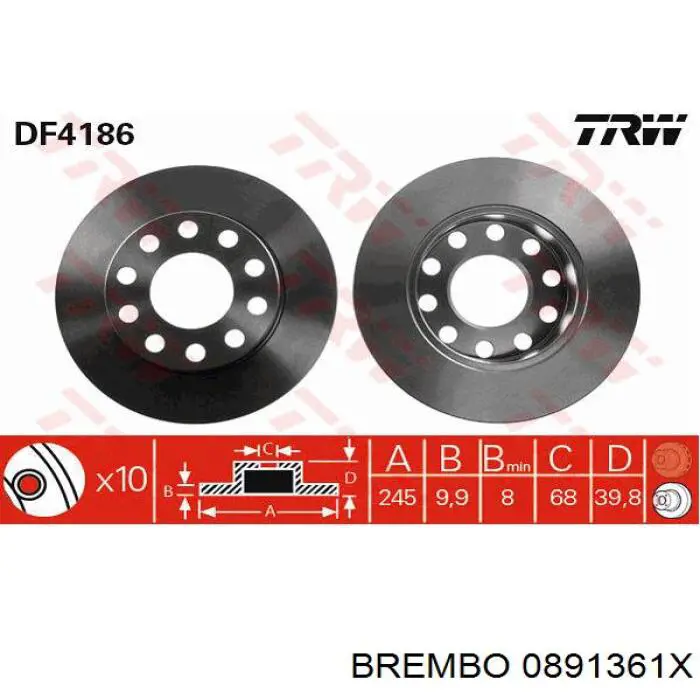 Гальмівні диски 0891361X Brembo