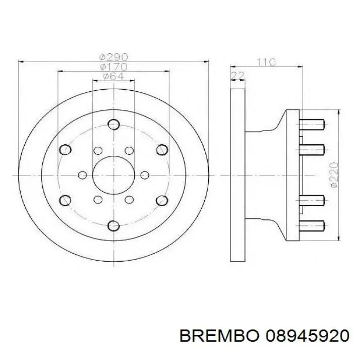 Диск переднього гальма Brembo 08945920 ціна, від 72.22 USD