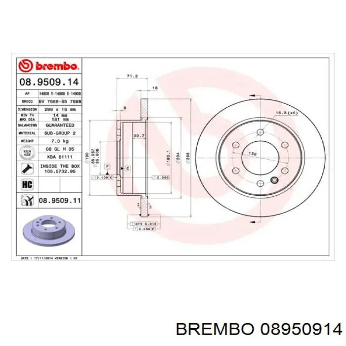 Задні дискові гальма Brembo 08950914 ціна, від 42.92 USD
