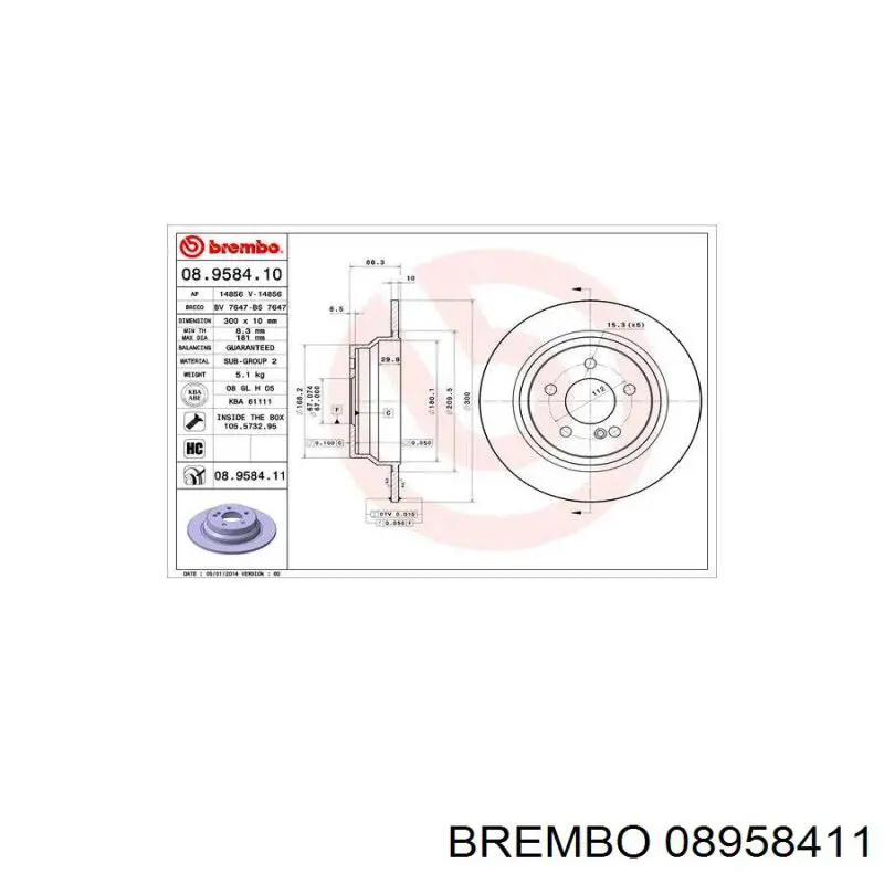 08958411 Brembo диск гальмівний задній