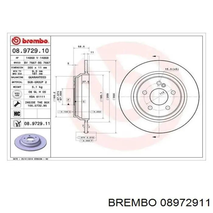 08972911 Brembo диск гальмівний задній