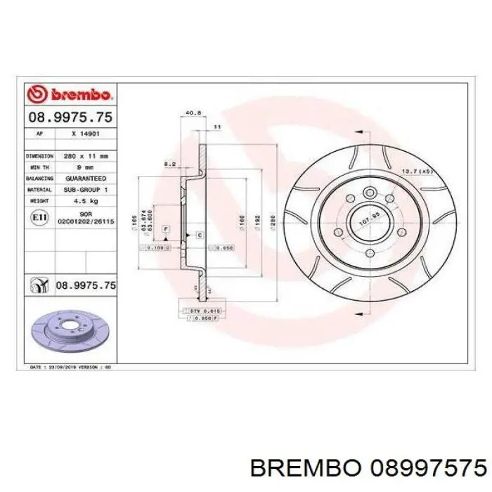 Задні дискові гальма Brembo 08997575 ціна, від 32.47 USD