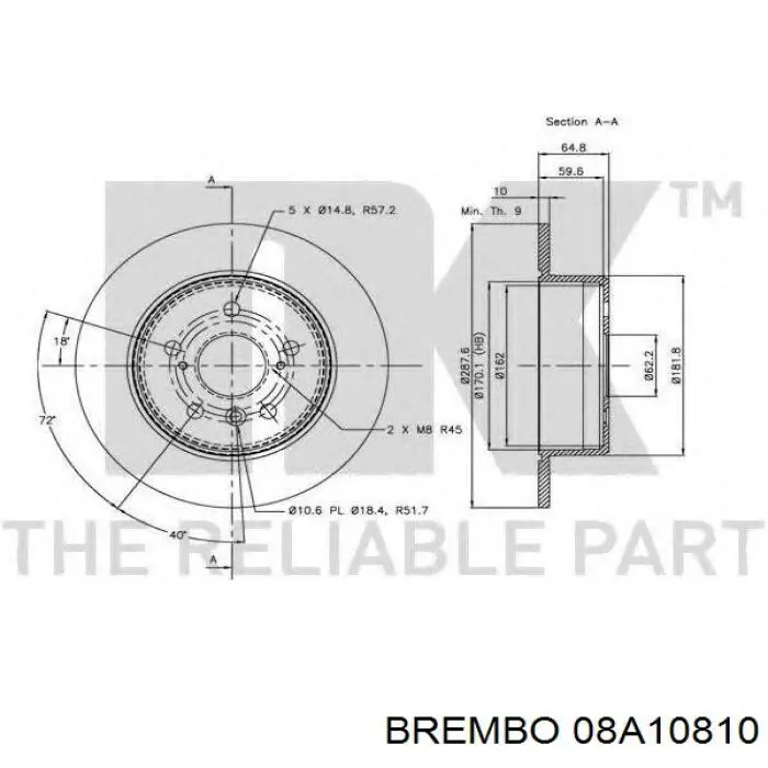 Гальмівні диски 08A10810 Brembo