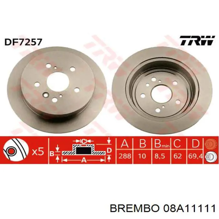 08A11111 Brembo Дискові гальма