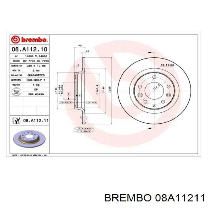 Гальмівні диски 08A11211 Brembo