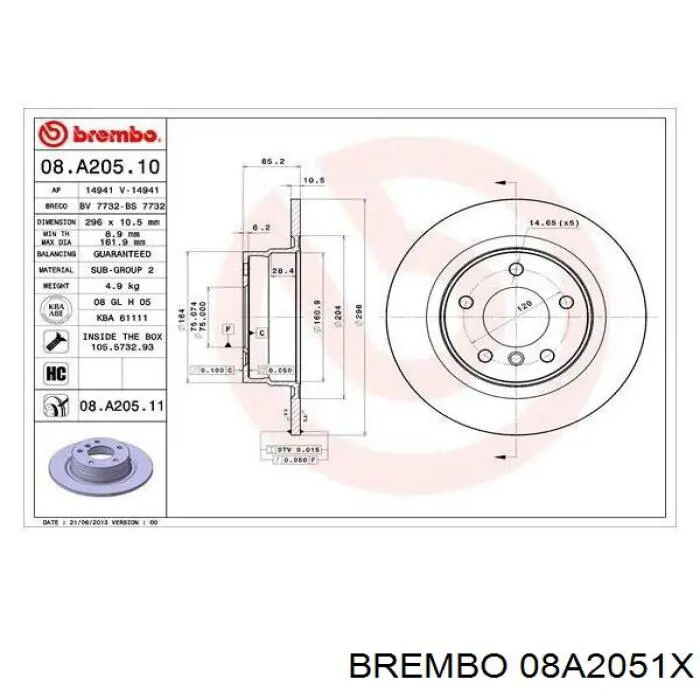 Гальмівні диски 08A2051X Brembo