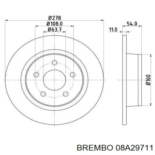 Задні дискові гальма Brembo 08A29711 ціна, від 39.34 USD