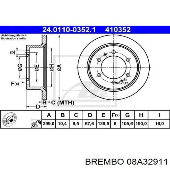 Задні дискові гальма Brembo 08A32911 ціна, від 35.60 USD