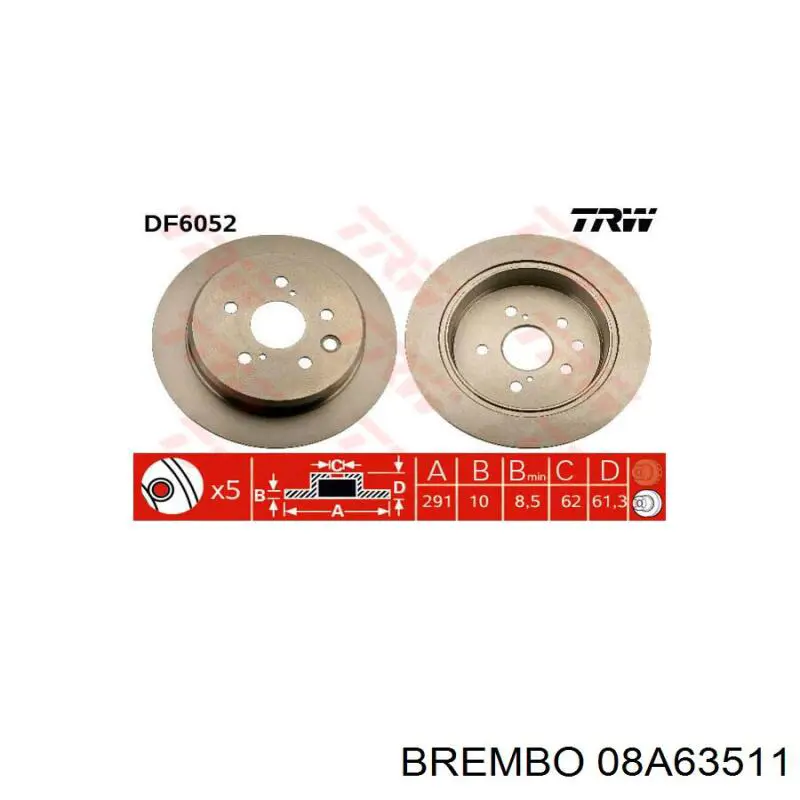 08A63511 Brembo Дискові гальма