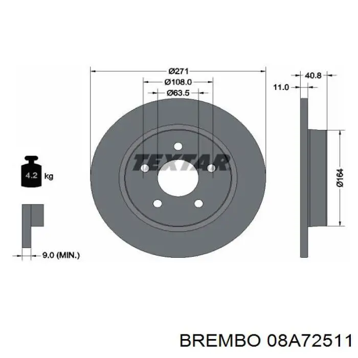 Диск гальмівний задній 08A72511 Brembo