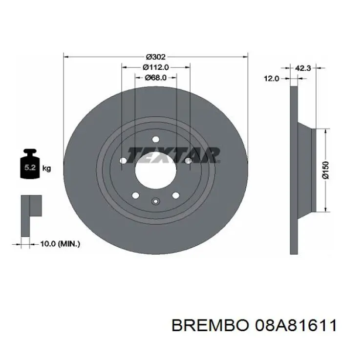 Купити 08A81611 Brembo Диск заднього гальма