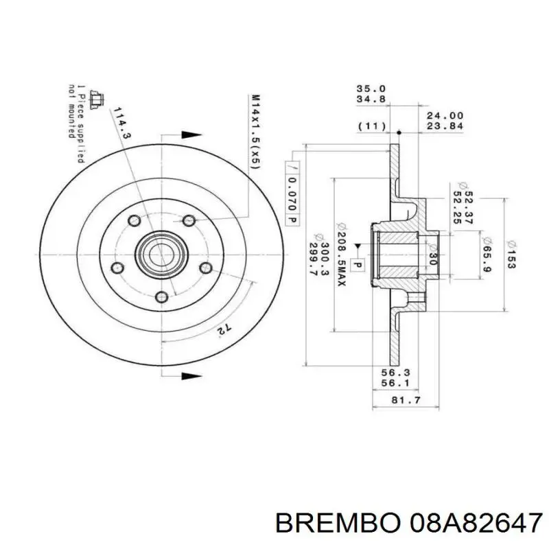 Купити 08A82647 Brembo Диск заднього гальма