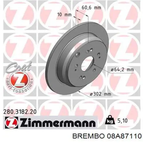 08A87110 Brembo Дискові гальма