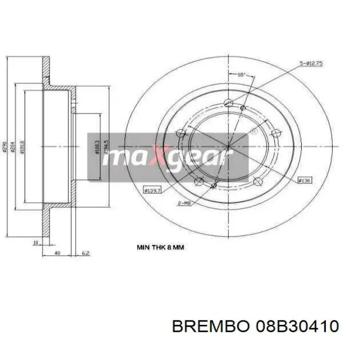 Диск переднього гальма Brembo 08B30410 ціна, від 29.63 USD